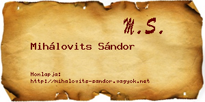 Mihálovits Sándor névjegykártya